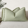 Foindtower Set of 2 Decorative Linen Fringe Lumbar Throw Pillow Covers by Foindtower