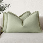 Foindtower Set of 2 Decorative Linen Fringe Lumbar Throw Pillow Covers by Foindtower