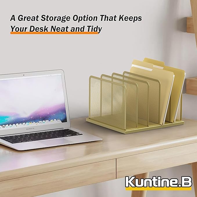 Kuntine.B Desk File Organizer Upright Mesh Desktop Organizer File Sorter Office - Image 6