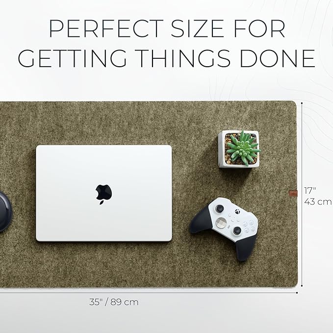 Nordik Large Felt Desk Mat – Timber Moss Green – 35 x 17 inch – Computer Desk - Image 3
