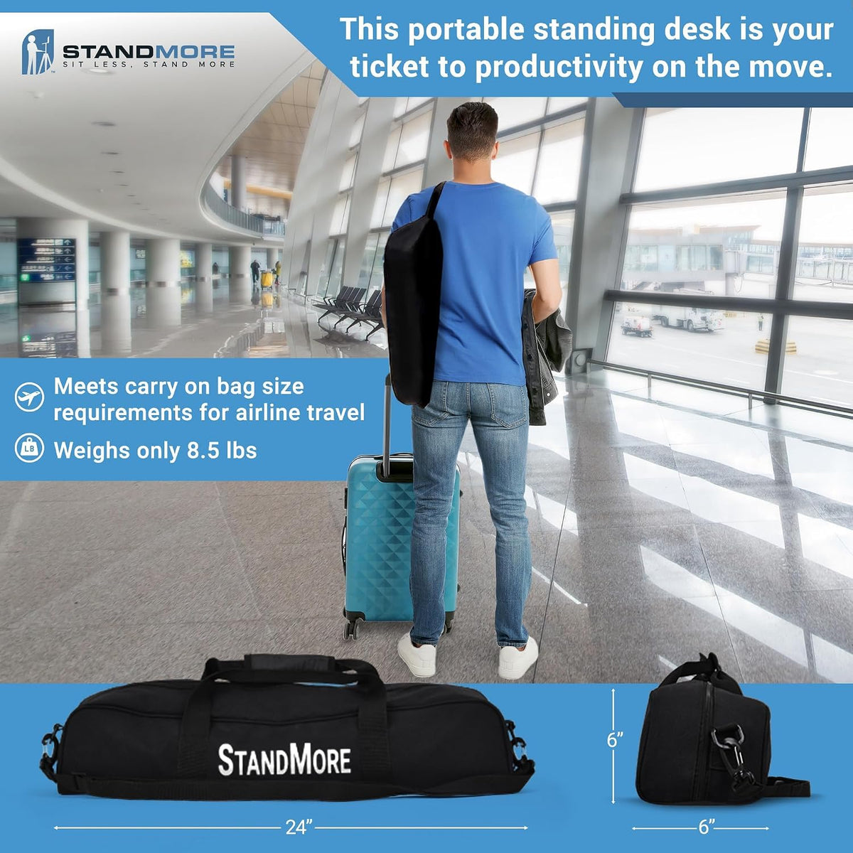 Portable Standing Desk with Keyboard Tray - Ergonomic, Height Adjustable Tabl...