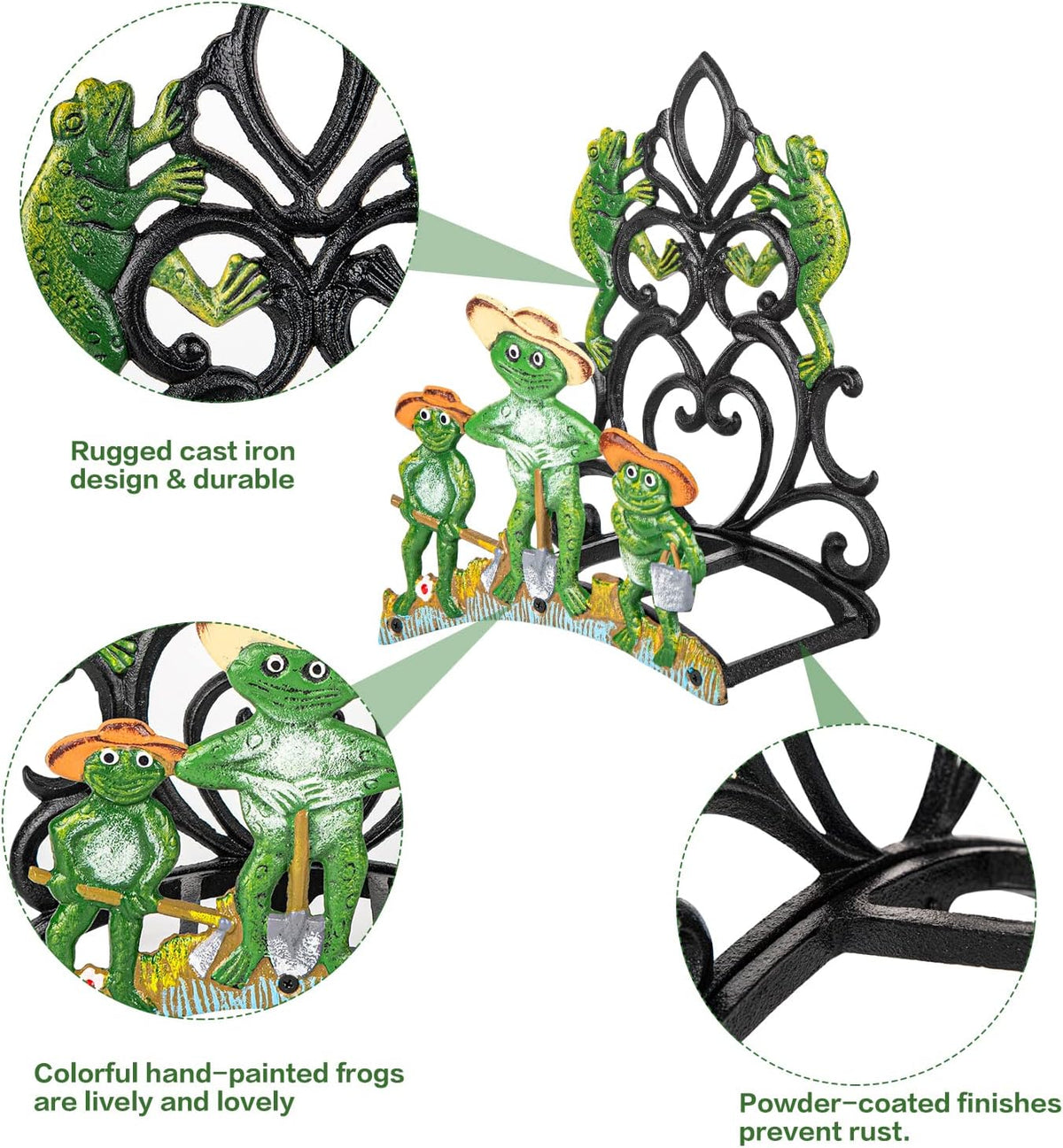Sungmor Cast Iron Wall Mounted Garden Hose Holder - Five Frogs Rack