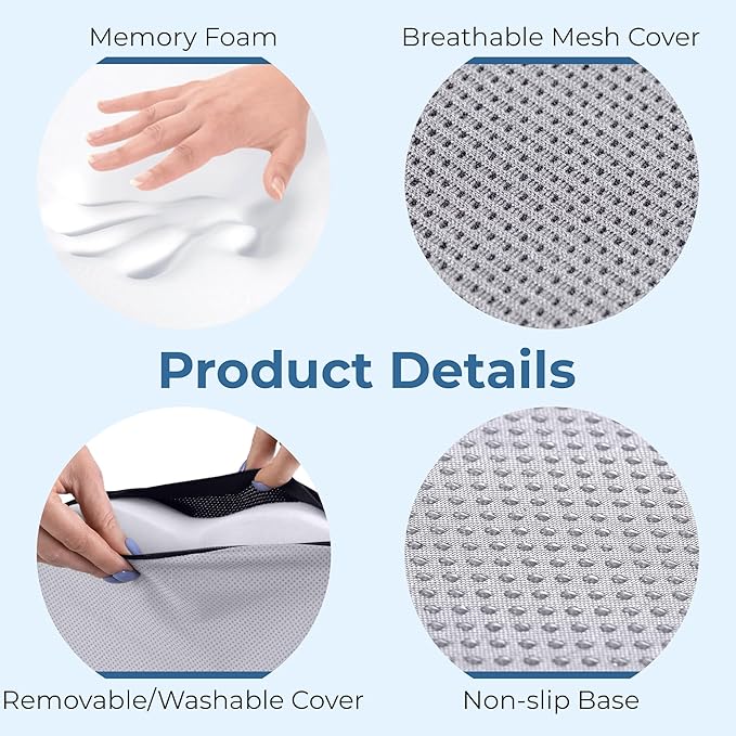 5 STARS UNITED Seat Cushion for Tailbone Pain Relief – Memory Foam Cushion for - Image 6