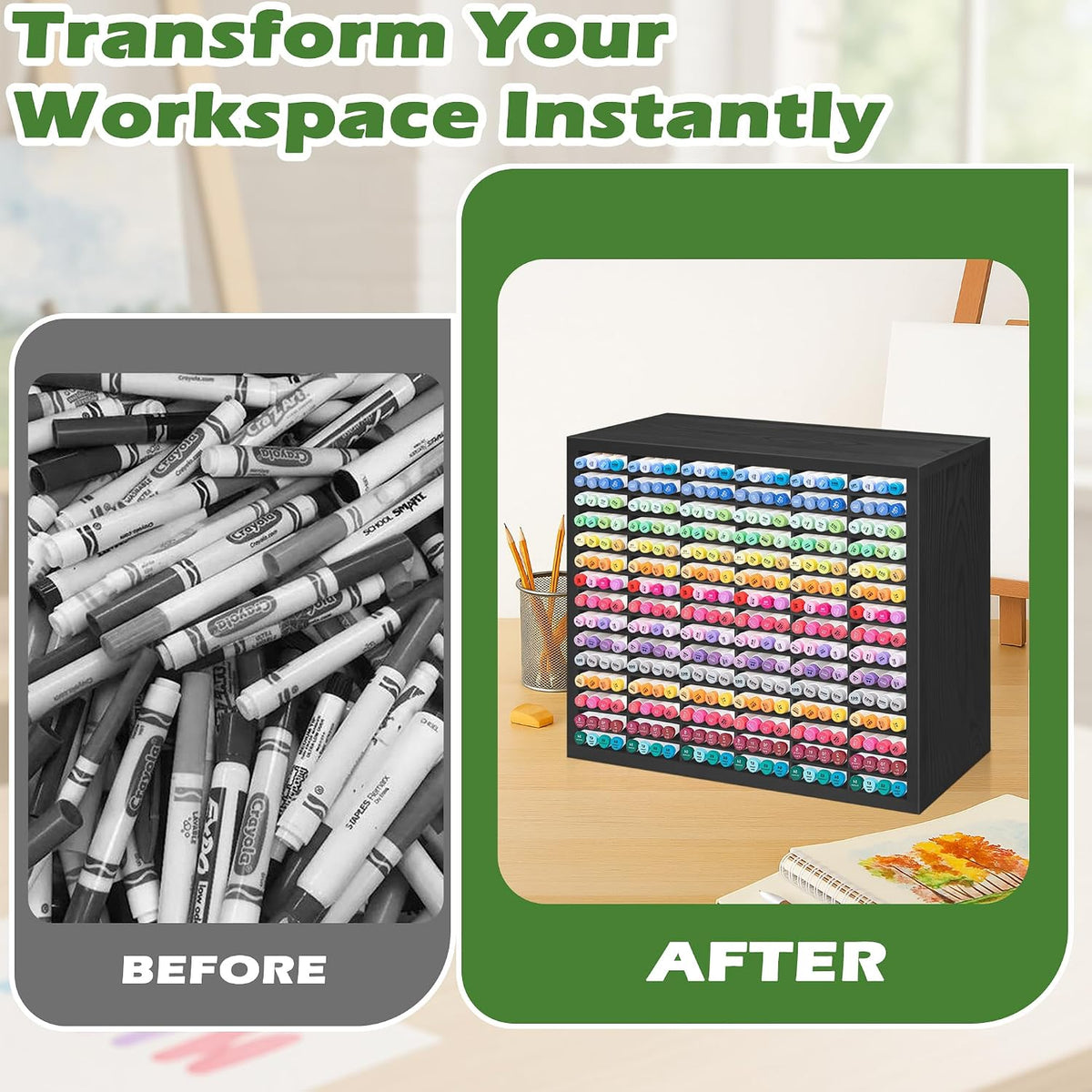 PROLEE Markers Organizer with 90 Compartments for 360 Marker Storage Art Pens...