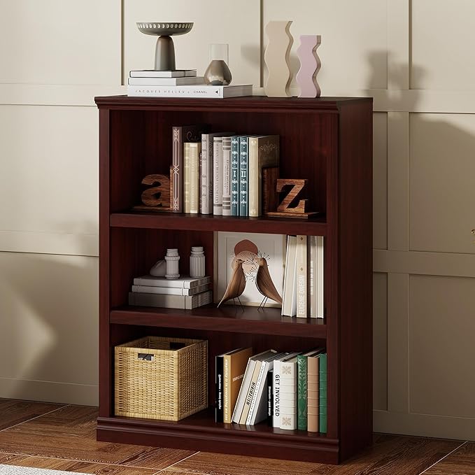 Bevfint 43 in Tall Bookcase, 3-Tier Bookshelf Open Storage, 33 inch Wide Floor - Image 4