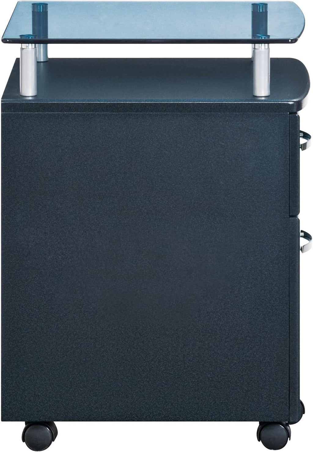 2‑Drawer Rolling File Cabinet with Lock, Glass Top,Fits Under‑Desk,Graphite | Rolling 2‑drawer file cabinet with lock, glass top, storage shelf, smooth wheels, under‑desk design work as a printer stand