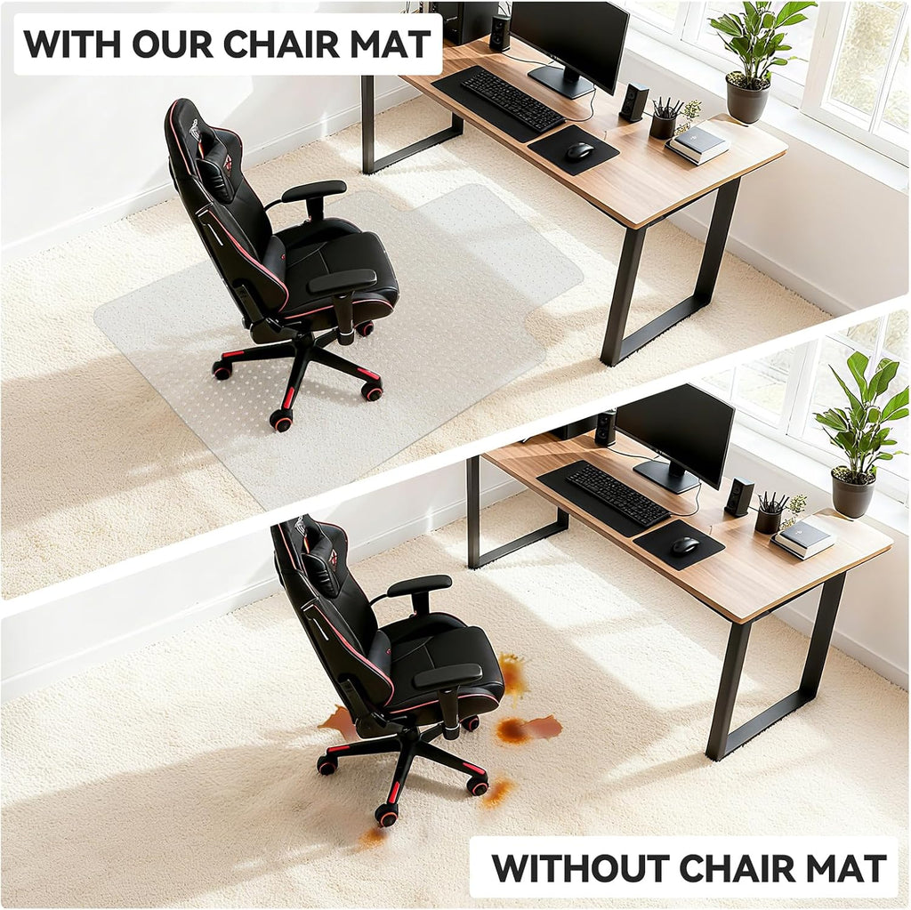 32"x48" Office Chair Mat for Carpet with Lip, Flat Shipping | Heavy Duty Hard Clear Chair Mats, Under Desk Protector Floor Mat, Smooth Glide Plastic Rolling Computer ChairMat