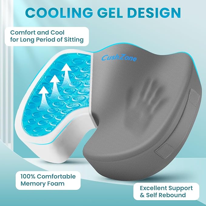 Office Chair Seat Cushion, Cooling Gel Enhanced Memory Foam Cushion - Image 2