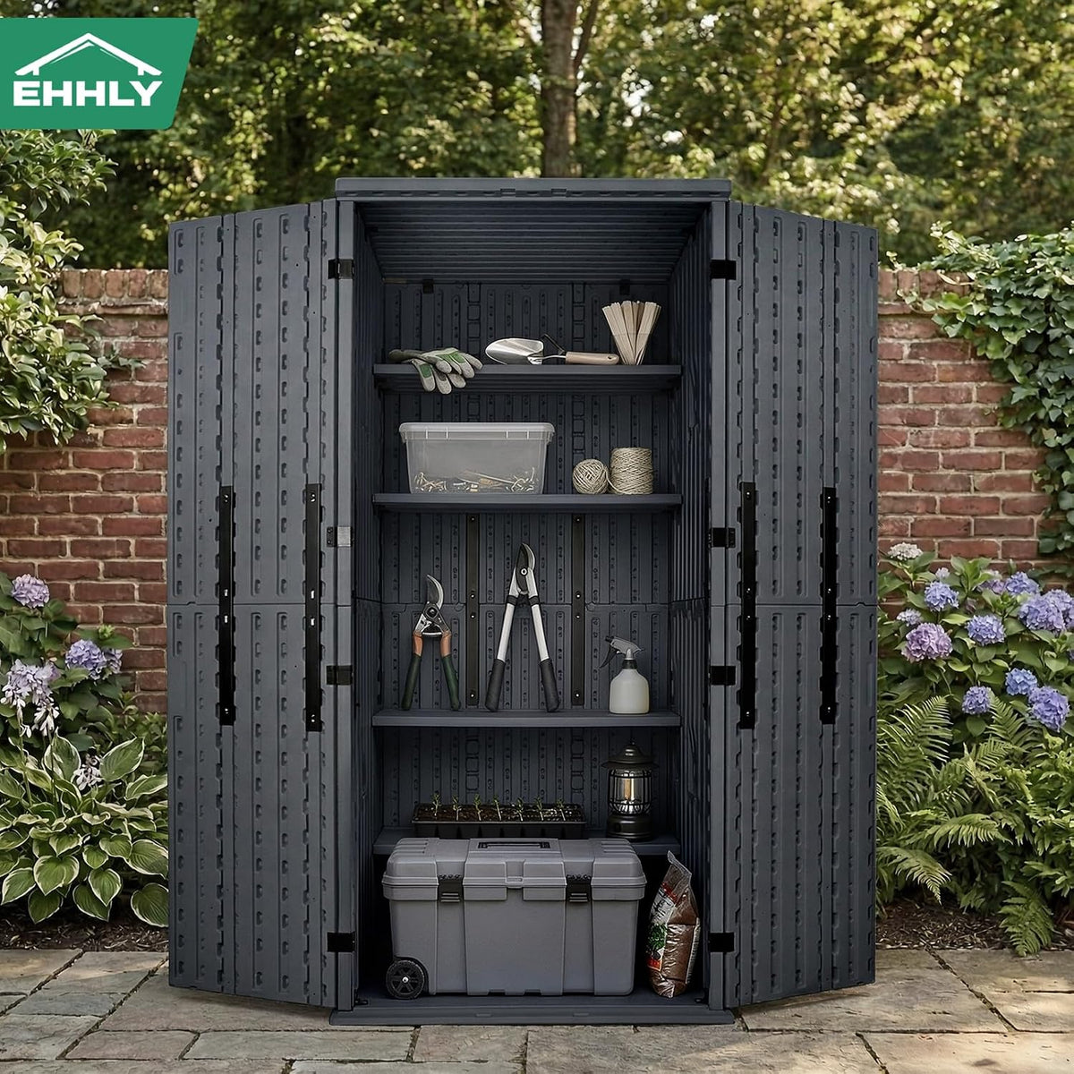 ehhly heavy duty tall storage cabinet outdoor weatherproof on a desk or shelf