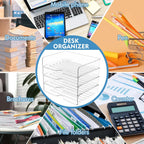 paper organizer letter tray, 4-pack acrylic file organizer on a desk or shelf