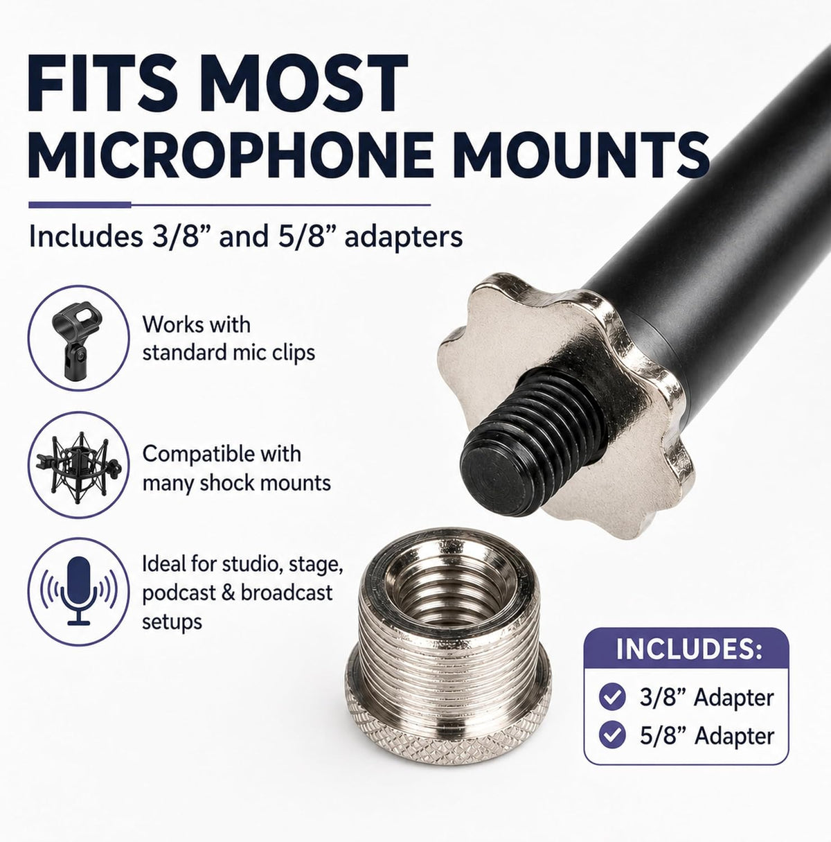 LyxPro SMT-1 Professional Microphone Stand Heavy Duty 93” Studio Overhead Boo...