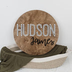 Custom Round Nursery Name Sign, Personalized Wooden Wall Plaque, Baby Shower - Image 3
