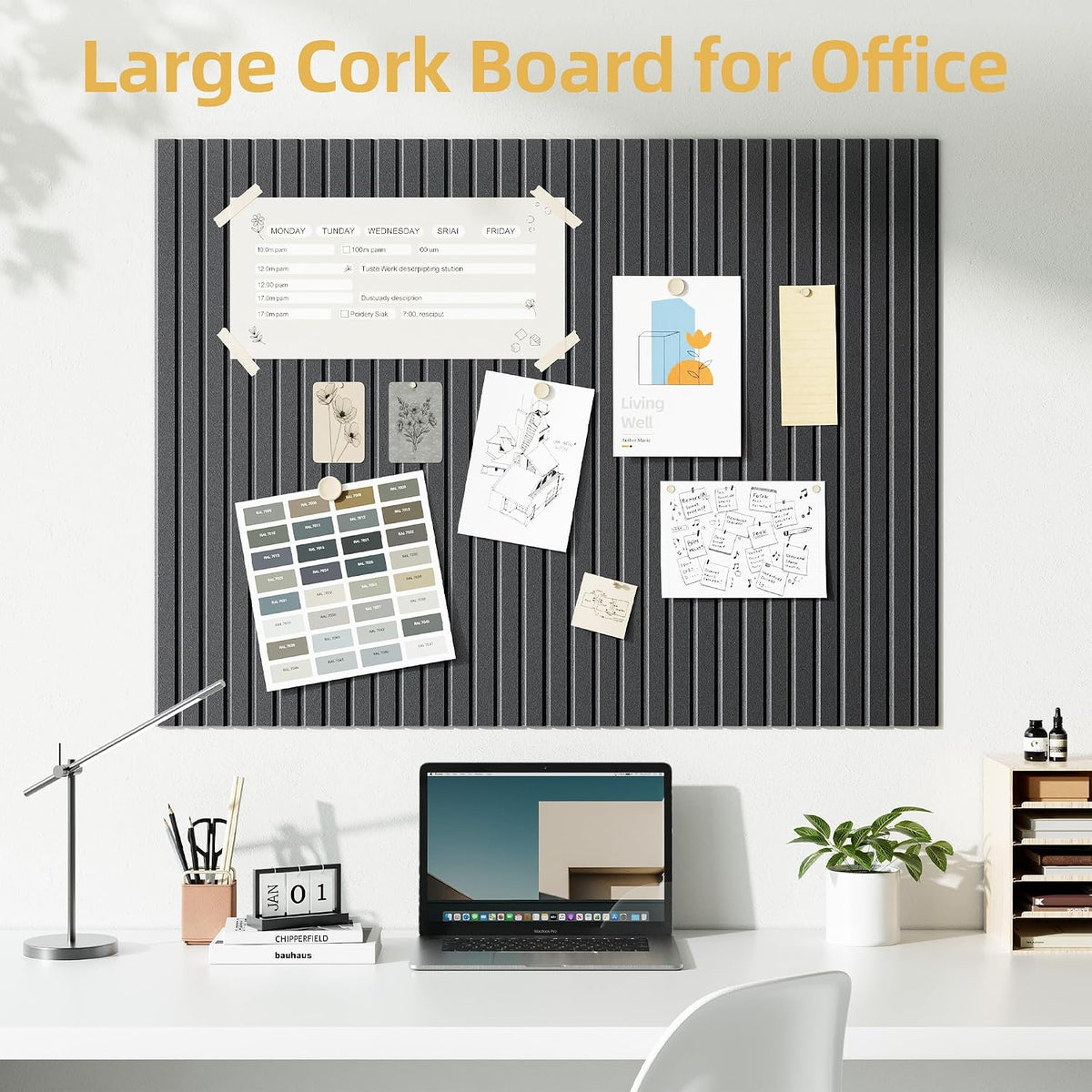 Large Cork Board for Walls 12 Pack Bulletin Board with 60 Adhesive Tabs