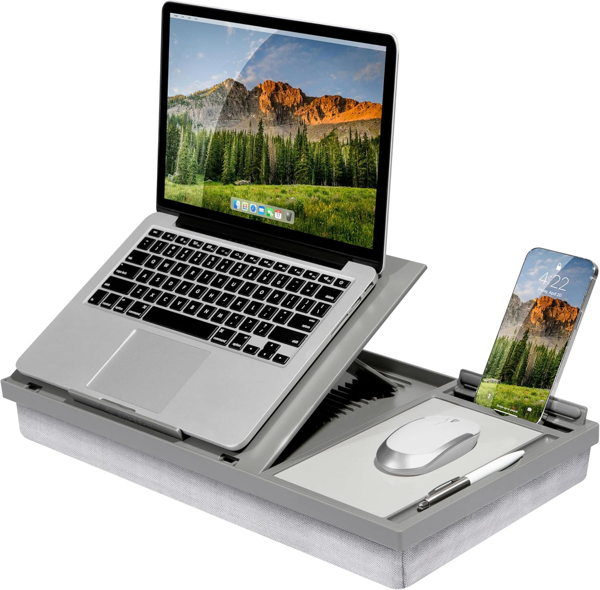 LAPGEAR Ergo Pro Lap Desk with 20 Adjustable Angles, Mouse Pad, and Phone Hol...