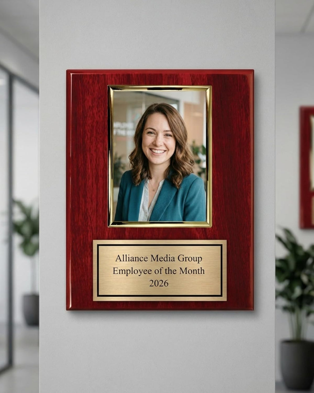 Personalized Photo Plaque with 5x7 Vertical Picture Holder - Add Your Team Photo - Coach Award Plaque - Customize Now with Your Custom Text (10.5x13)