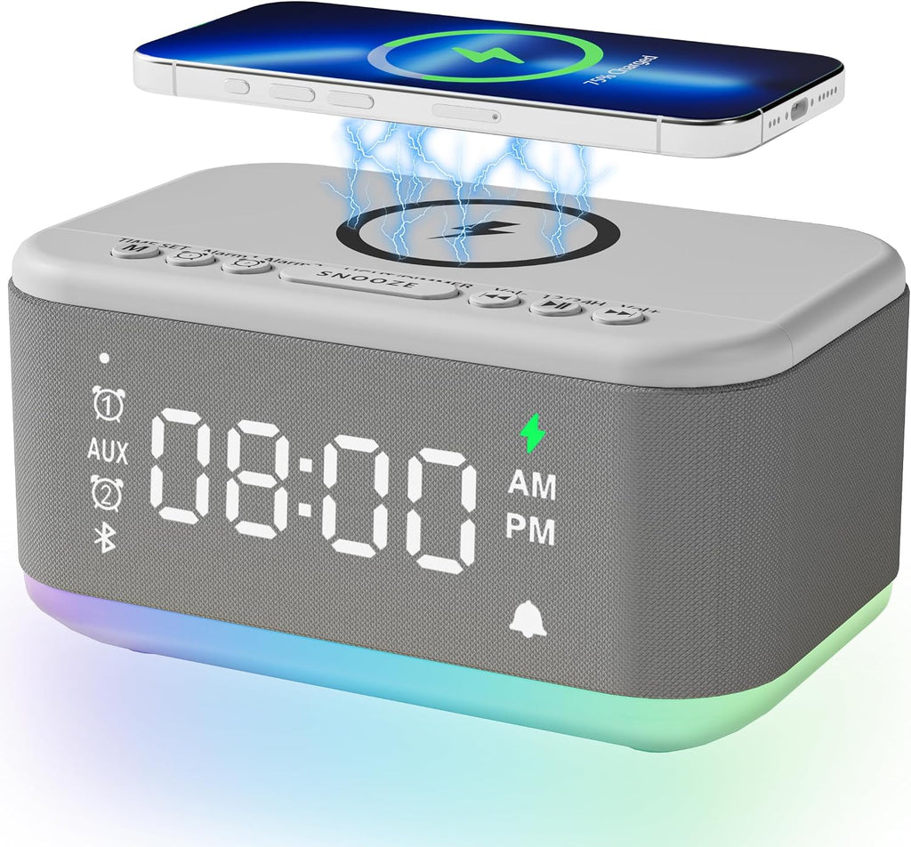 alarm clock speaker wireless charger, digital alarm clocks, main product view
