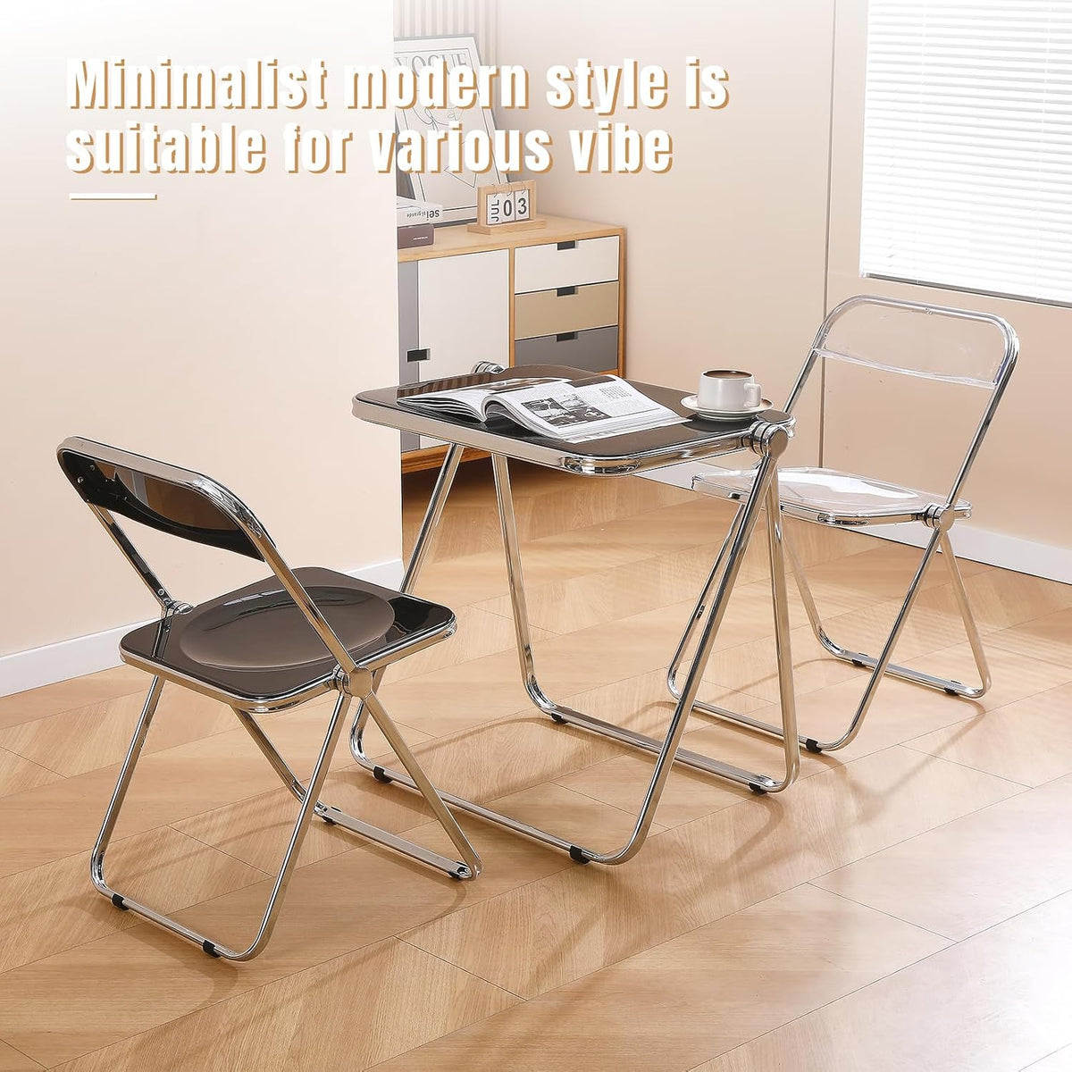 Acrylic Folding Table TV Tray Small Side Table - Tawny