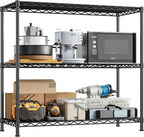 3- Shelf Metal Shelving Unit 35.6Wx14Dx36H, Adjustable Storage Shelves Heavy