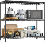 3- Shelf Metal Shelving Unit 35.6Wx14Dx36H, Adjustable Storage Shelves Heavy by Durayloly