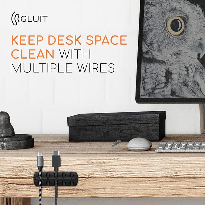 GLUIT Adhesive Desktop Cable Organizer 15 Slots Versatile Cord Holders Wire - Image 8