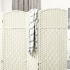 HOMCOM 4 Panel Room Divider, Hand-Woven Freestanding Wall Partition - Image 6