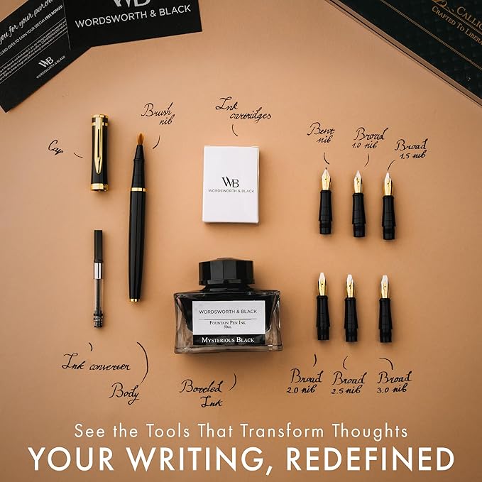 Wordsworth & Black Calligraphy Pen Gift Set, Includes Bottle, 6 Cartridges - Image 4
