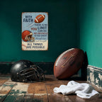With Faith Football Metal Sign – Vintage Christian Sports Wall Art - Image 5