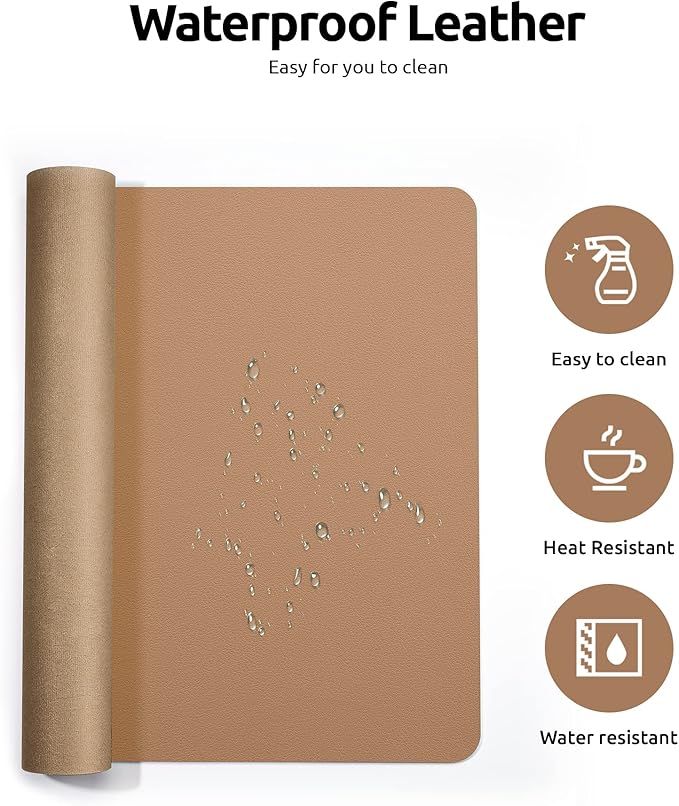 YSAGi Leather Desk Protector, Office Mat, Large Mouse Pad, Non-Slip PU Leather - Image 4