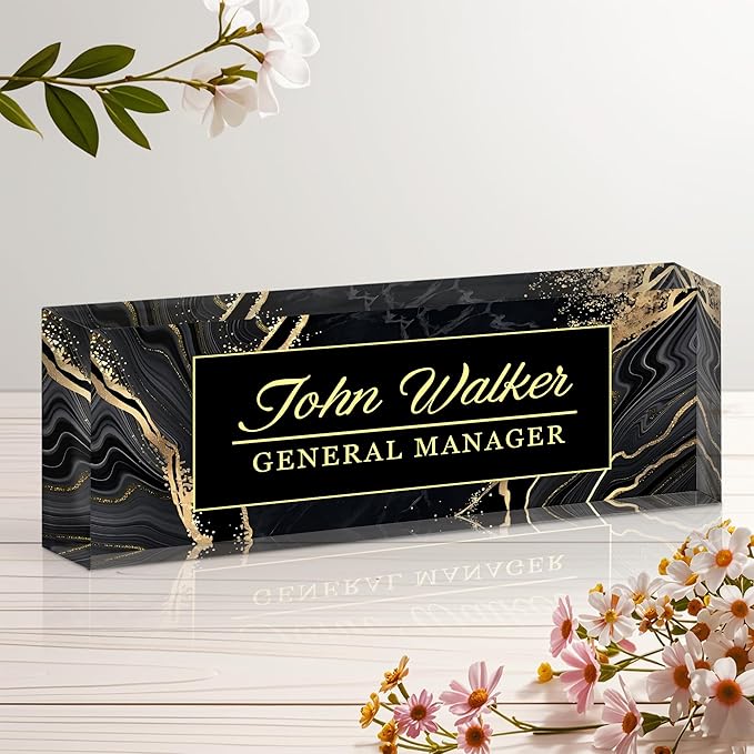 Personalized Name Plate for Desk, Custom Acrylic Desk Name Sign, Office by Unknown