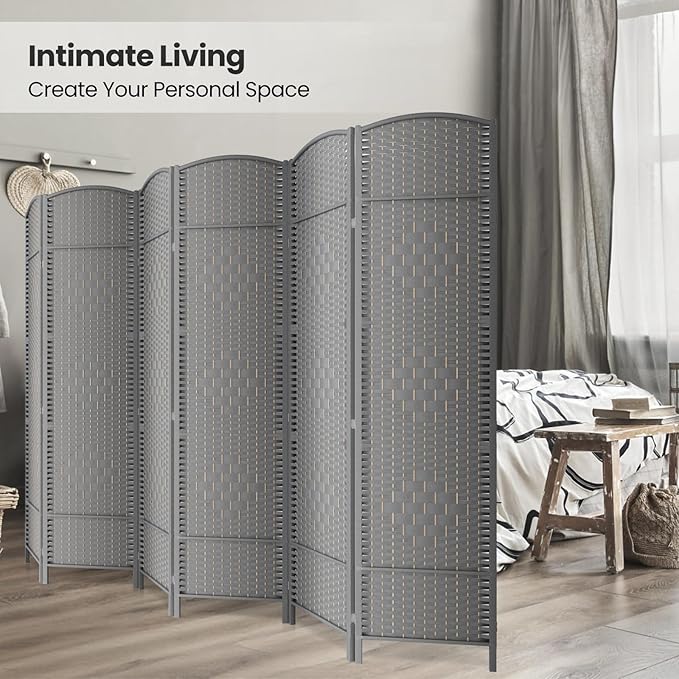 Cocosica Folding Room Divider, Weave Fiber Privacy Screen, Extra Wide Room - Image 4