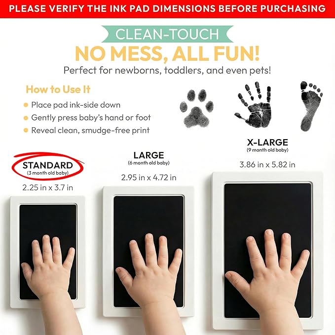 Clean Touch Ink Pad for Baby Handprints and Footprints – Inkless Infant Hand & - Image 2