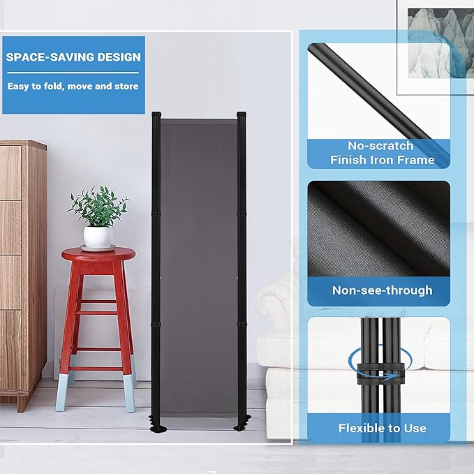 MAYOLIAH 6 Panel Room Dividers Folding Privacy Screen, 10ft Wide 6ft Tall - Image 4