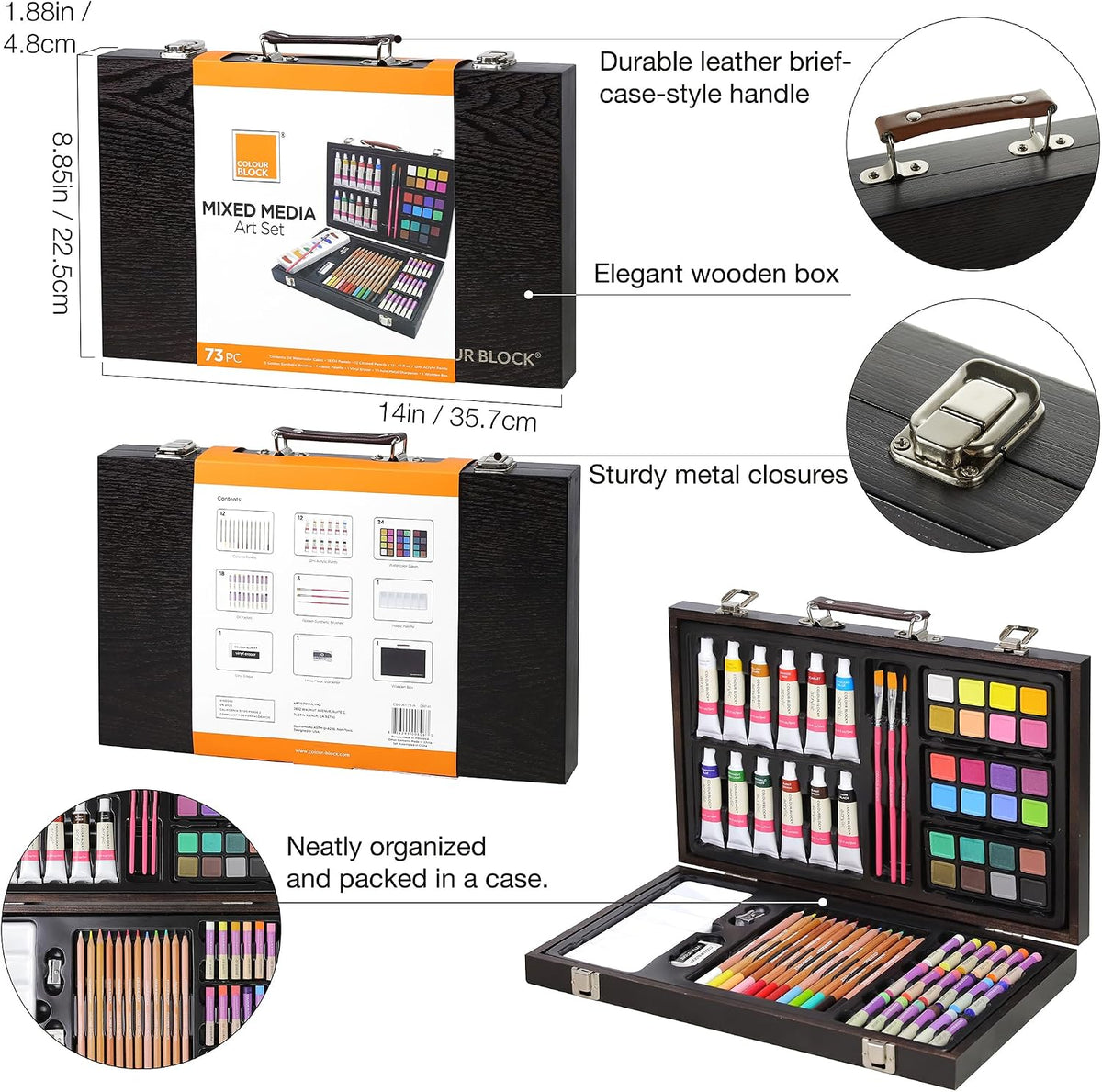 colour block 73-piece art set – premium art on a desk or shelf