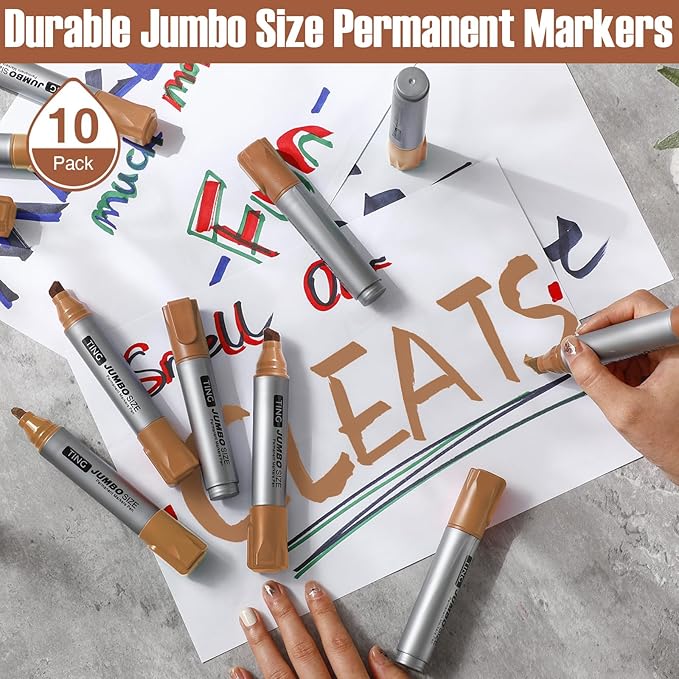 Fuutreo 10 Pack Jumbo Permanent Markers Bulk Large Chisel Tip Permanent Markers - Image 7