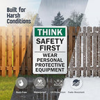 SmartSign - S-2917-AL-14 "Think Safety First - Wear Personal Protective - Image 4