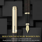 BEILUNER 316 Fountain Pen, Stunning Luxury Blackwood, 24K Gilded Nib, Gorgeous - Image 2