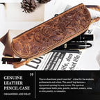 Gexmil Genuine Leather Pen Case, Full Grain Leather Pencil Holder, Hand-made - Image 6