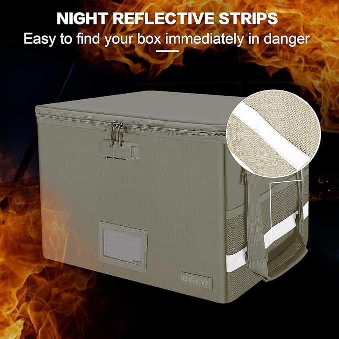 ENGPOW File Box with Lock, Fireproof Document Box with Zipper Lid, Collapsible - Image 6