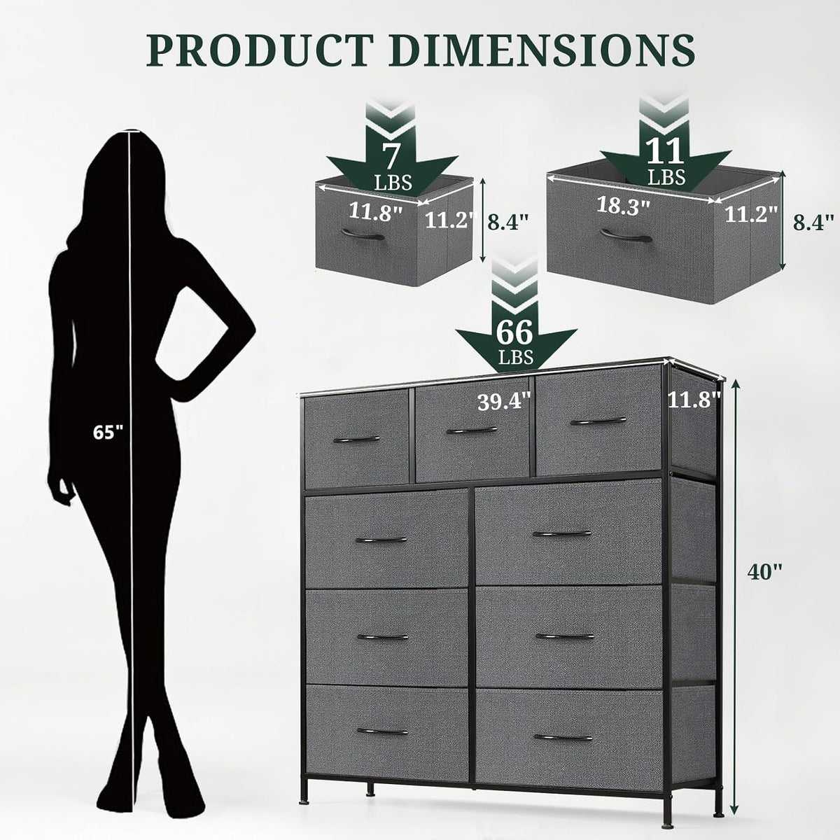 9-Drawer Dresser for Bedroom, Anti-Tip Tall Storage Organizer