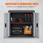 vevor foldable wall cabinet, metal garage locker mounted, front angle view