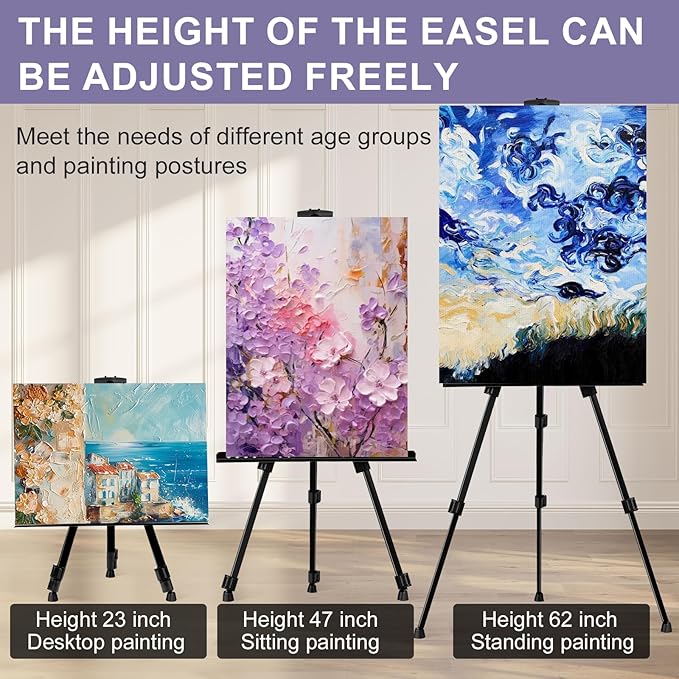 AROIC 6 Pack Painting Display Easel Stand Portable Adjustable Metal Tripod - Image 5