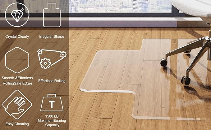 MESAILUP Beveled Edge Irregular Office Chair Mat - Image 2