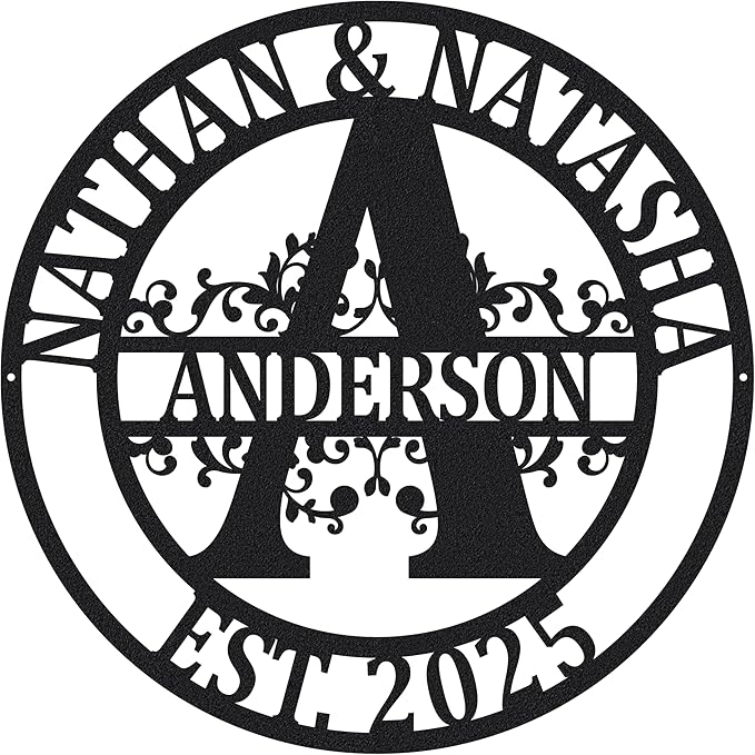 Custom Metal Signs | Personalized Monogram Name Sign | Outdoor Wall Art by AVAGift
