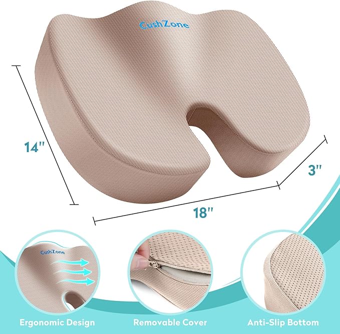 Office Chair Seat Cushion, Cooling Gel Enhanced Memory Foam Cushion - Image 3
