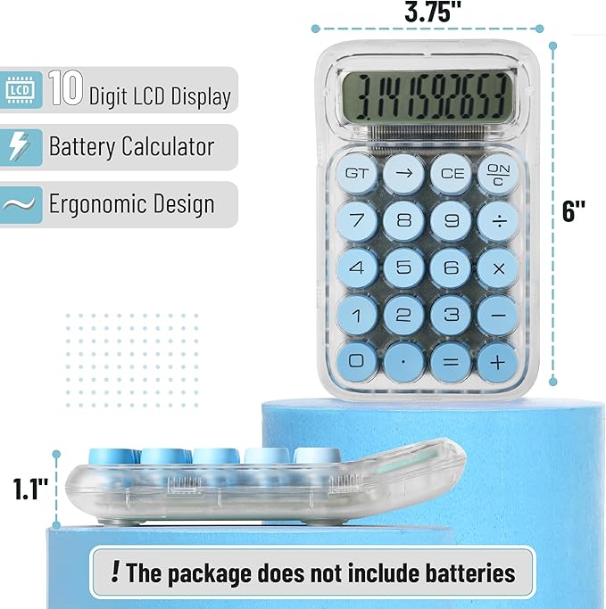 Mr. Pen- Mechanical Switch Calculator, 10 Digits, Transparent Body, Large LCD - Image 2