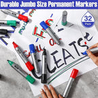 Fuutreo 32 Pcs Jumbo Permanent Markers Bulk Large Chisel Tip Permanent Markers - Image 7