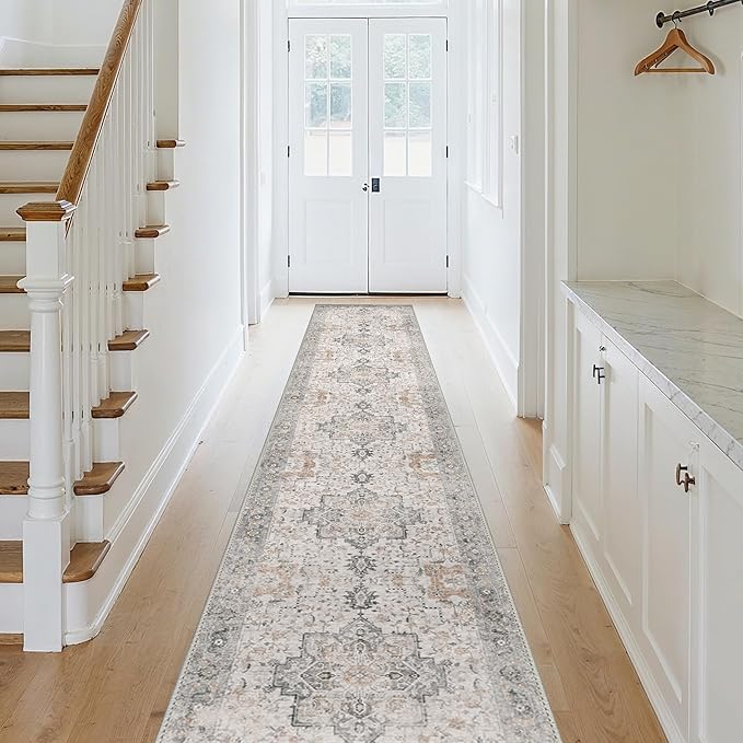GENIMO Runner Rug 2x10 Machine Washable Non Slip Vintage Hallway Runner Rug by GENIMO