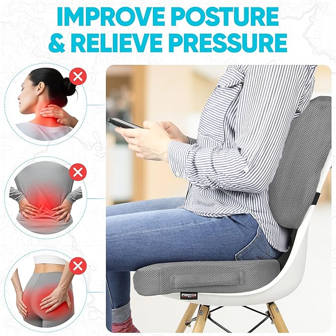 FORTEM Seat Cushion, Office Chair Cushion, Lumbar Support Pillow - Image 5
