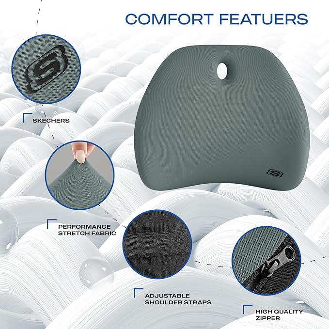 Skechers Lumbar Support Pillow for Office Chair, Memory Foam Lumbar Pillow - Image 4