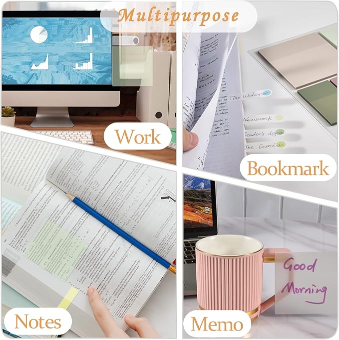 BAYTORY 700 Sheets Transparent Sticky Notes, Self-Adhesive Translucent Writable - Image 8